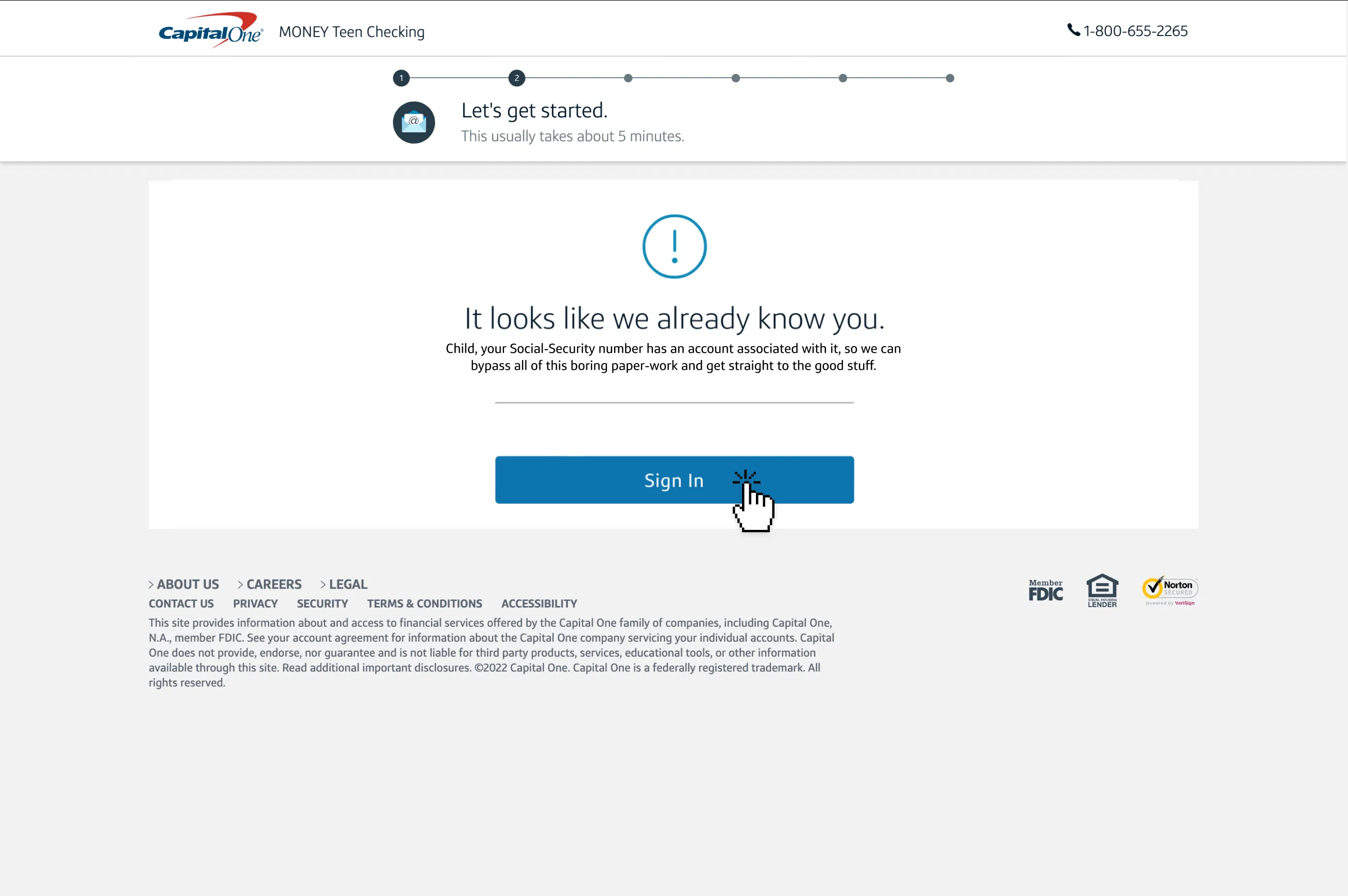 A screenshot of a page that says 'It looks like we already know you.'.